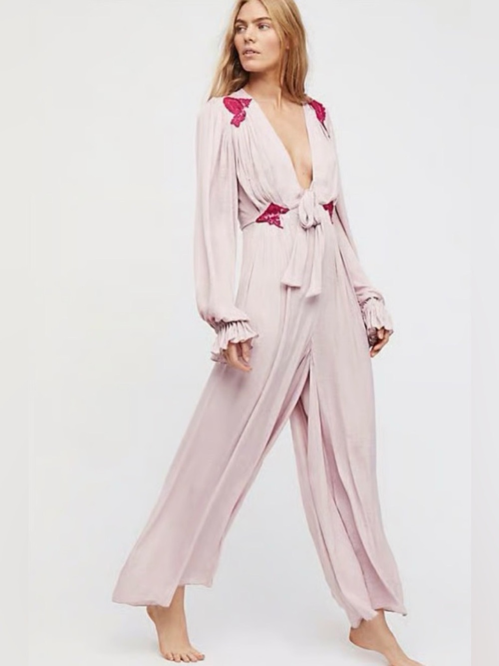 FREE PEOPLE Intimately Perfect Morning Pink Lace One Piece Jumpsuit Mauve Pink